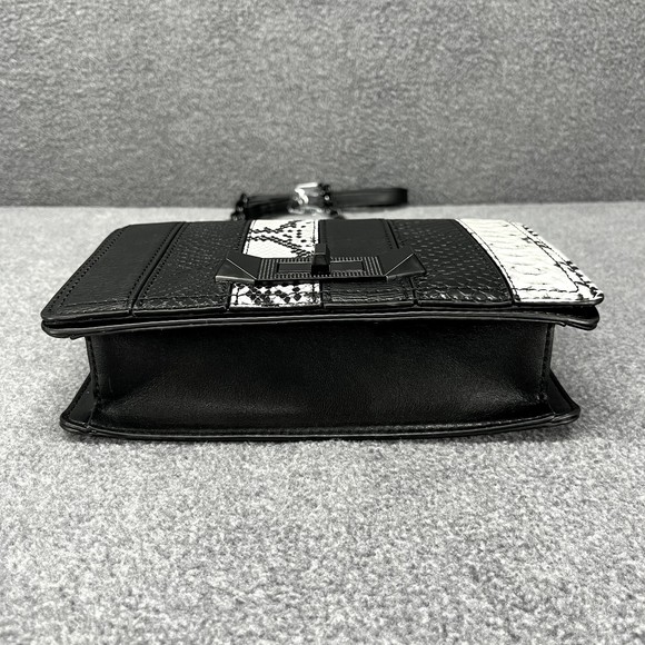 ALDO Crossbody Hand Bag + coin wallet Black & white snake skin print Purse chain - Picture 7 of 16